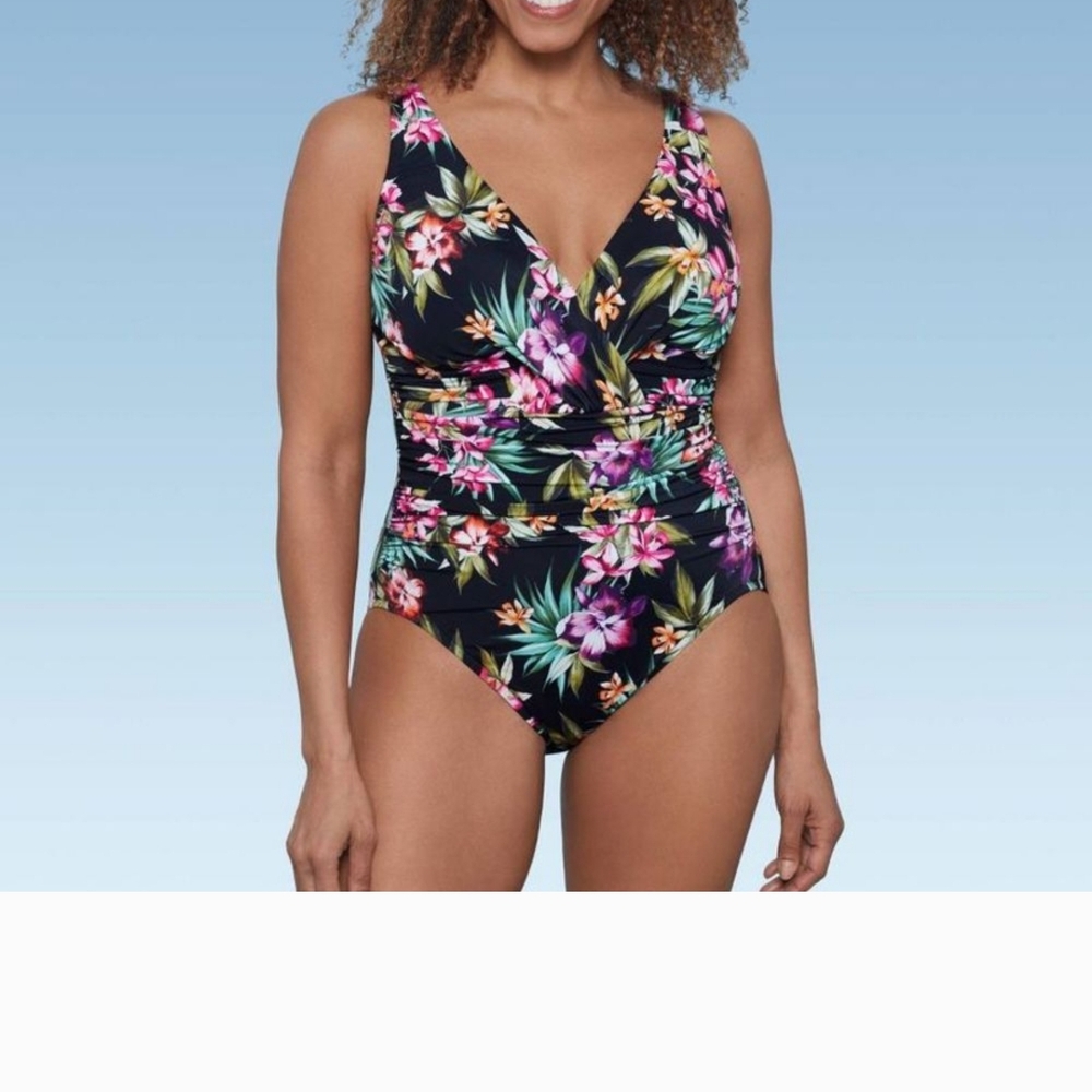 Floral Black One-Piece Swimsuit